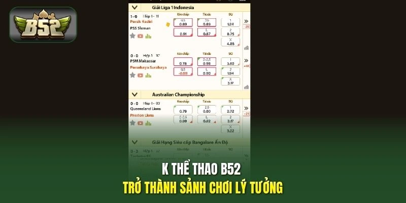 K thể thao B52 trở thành sảnh chơi lý tưởng