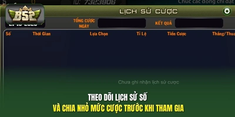 Theo dõi lịch sử số và chia nhỏ mức cược trước khi tham gia